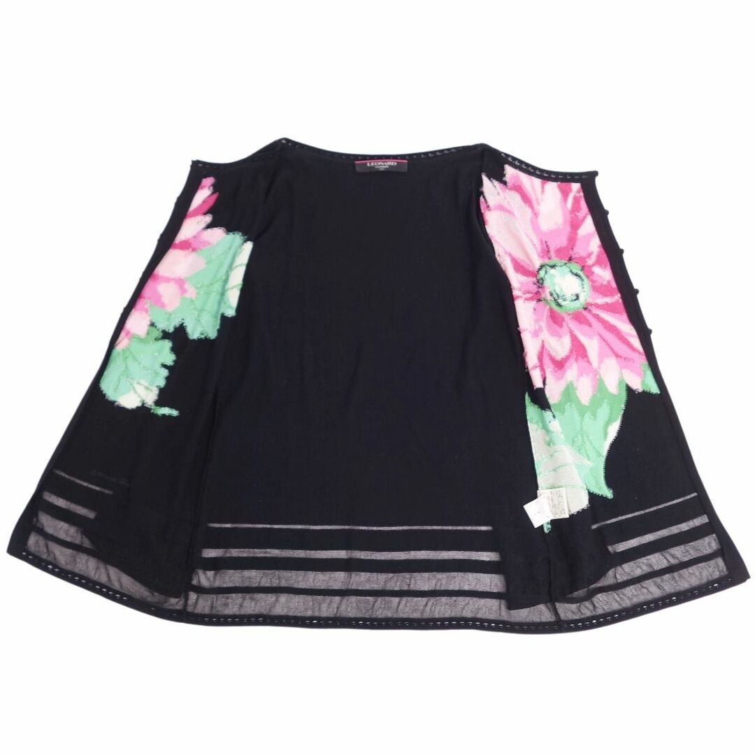 レオナール LEONARD FASHION ニット カーディガン ロングスリーブ 花柄