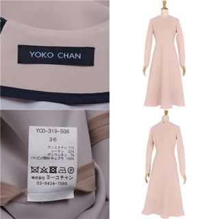 極美品 ヨーコチャン YOKO CHAN ワンピース ドレス ロングスリーブ ジップアップ 無地 トップス レディース 36(S相当) ピンク