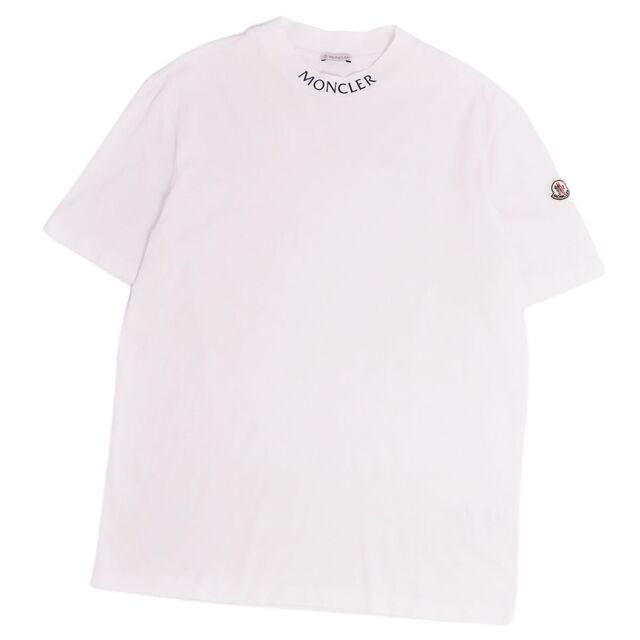 美品 モンクレール MONCLER Tシャツ 2021年 カットソー 半袖 クルーネック ネックロゴ コットン トップス メンズ L ホワイト |  フリマアプリ ラクマ