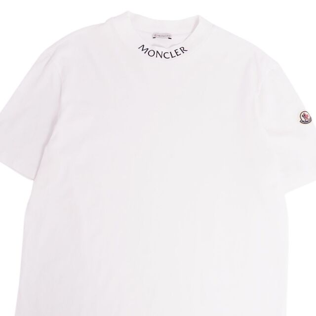 美品 モンクレール MONCLER Tシャツ 2021年 カットソー 半袖 クルーネック ネックロゴ コットン トップス メンズ L ホワイト