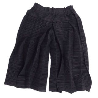 プレーンクロージング(PLAIN CLOTHING)の極美品 プリーツプリーズ イッセイミヤケ PLEATS PLEASE パンツ 横プリーツ ワイドパンツ ロングパンツ プリーツ 無地 ボトムス レディース 1(S相当) ブラック(その他)