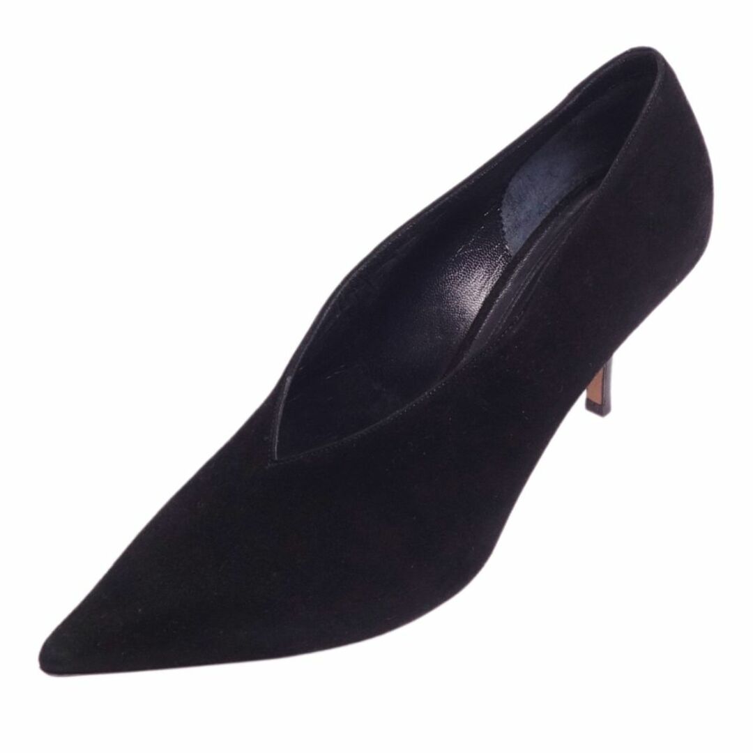 極美品 セリーヌ CELINE パンプス フィービー期 スウェードレザー ヒール シューズ 靴 レディース イタリア製 38 1/2(25.5cm相当) ブラック