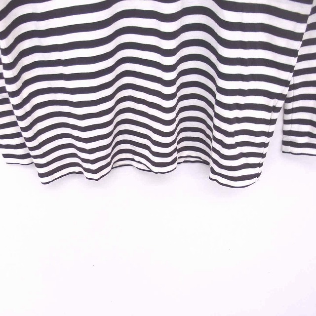 Adam et Rope'(アダムエロぺ)のアダムエロペ カットソー Tシャツ ボーダー 丸首 薄手 長袖 38 白 黒 レディースのトップス(カットソー(長袖/七分))の商品写真