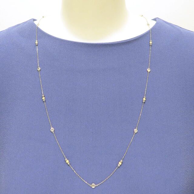 単品購入可 ダイヤモンド ステーション ロング ネックレス Pt900 K18WG