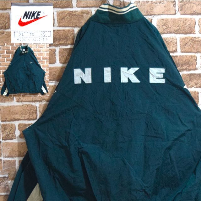 【入手困難‼︎白タグ】90's NIKE☆ナイロンジャケット M 刺繍ロゴ♪