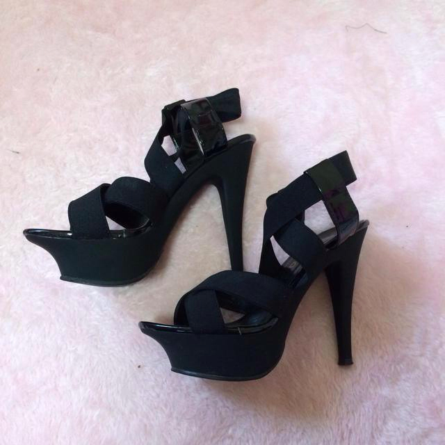 ブラック♡サンダル レディースの靴/シューズ(サンダル)の商品写真