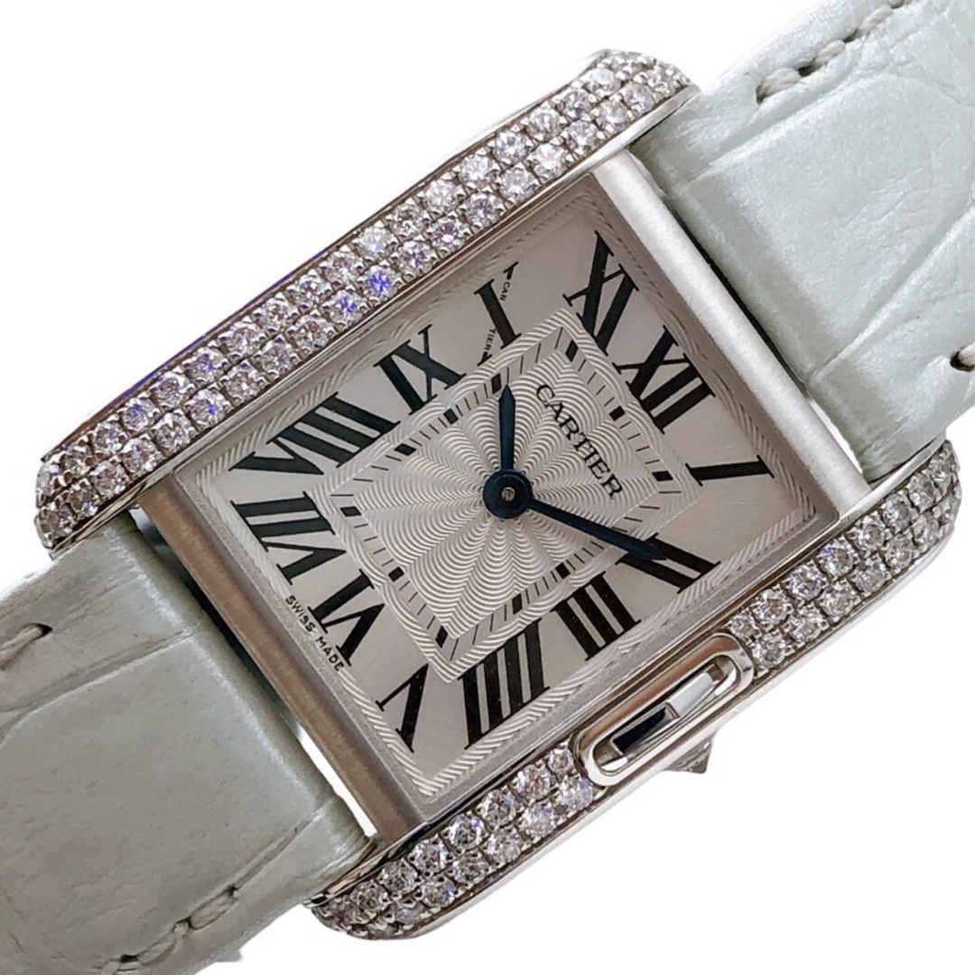 カルティエ Cartier タンクアングレーズSM WT100015 K18ホワイトゴールド クオーツ レディース 腕時計