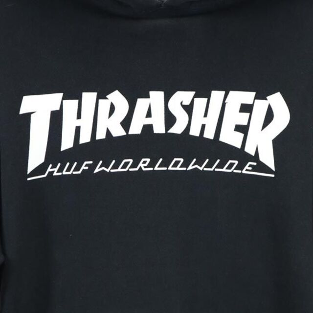 ハフ スラッシャー ロゴプリント スウェットパーカー S ブラック系 HUF THRASHER 裏起毛 メンズ   【230413】 5