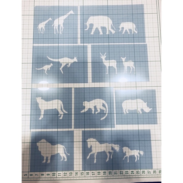 ステンシルシート　動物　シルエット ハンドメイドの素材/材料(型紙/パターン)の商品写真