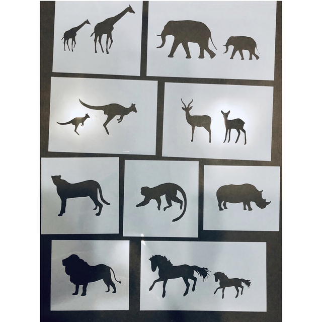ステンシルシート　動物　シルエット ハンドメイドの素材/材料(型紙/パターン)の商品写真