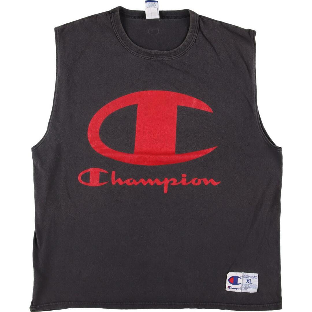 90年代 チャンピオン Champion AUTHENTIC ATHLETIC APPAREL デカ目 ノースリーブ ロゴプリントTシャツ メンズXL ヴィンテージ /eaa325882