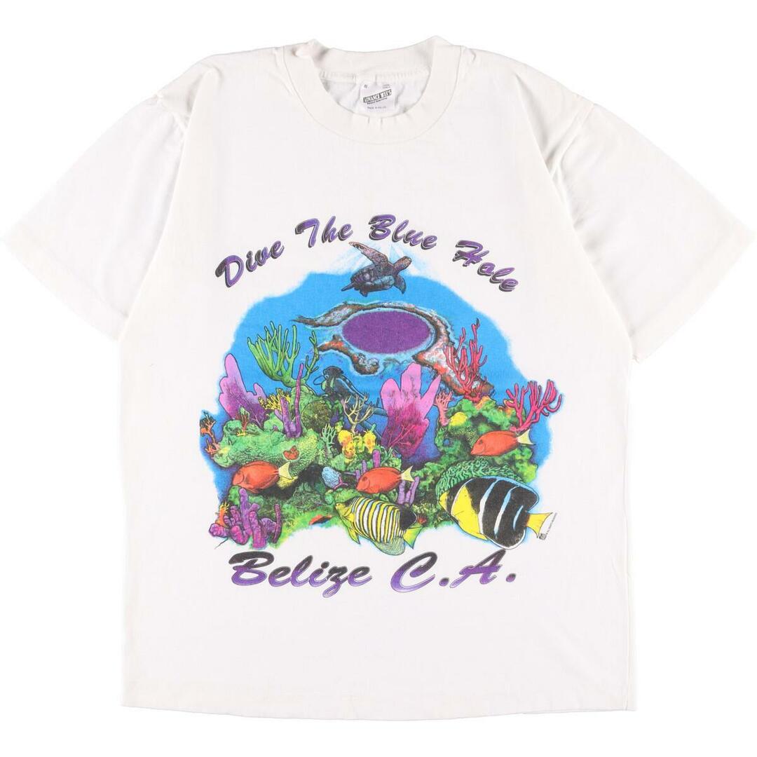 90年代 ADVANCE TEE'S 魚柄 アニマルプリントTシャツ メンズM ヴィンテージ /eaa327952