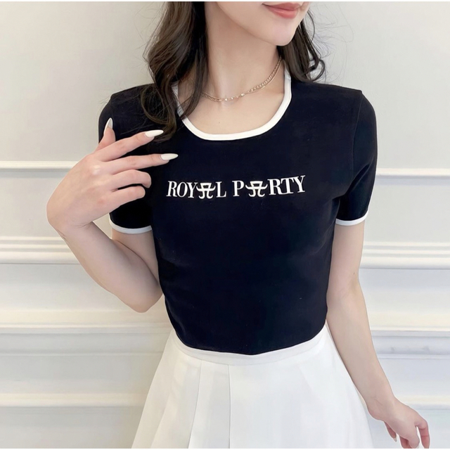 MIX ロゴ パイピングチビ Tシャツ 浜崎あゆみ ブラック ロイヤル