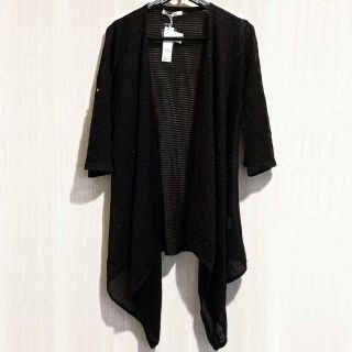 エムドゥー(M.deux)の未使用 M.deux ブラック ラメ入りカーディガン サイズF タグ付き 春夏用(カーディガン)