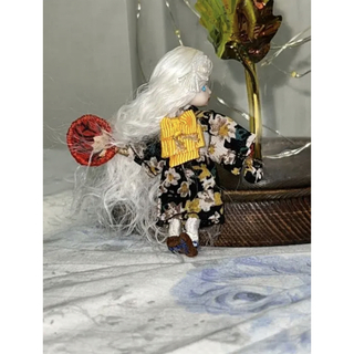 【BJD 6cmドール】 ミニBJD 餅ちゃん　和風着飾る白人女の子　フルセット