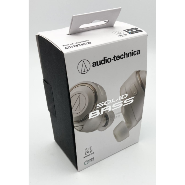 audio-technica(オーディオテクニカ)の中古 オーディオテクニカ 完全ワイヤレスイヤホン ベージュ ATH-CKS50T スマホ/家電/カメラのオーディオ機器(ヘッドフォン/イヤフォン)の商品写真