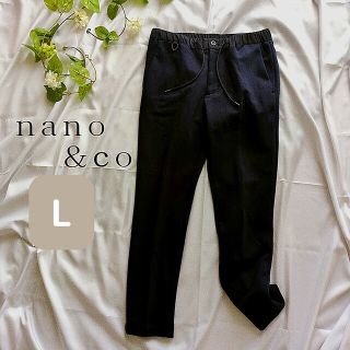 【nano＆co】ストレッチパンツ　ネイビー　紺色　ウエストゴムで楽ちん♡(クロップドパンツ)