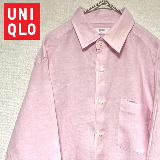 UNIQLO(ユニクロ)のUNIQLO ユニクロ リネンシャツ カジュアルシャツ ピンク M メンズのトップス(シャツ)の商品写真