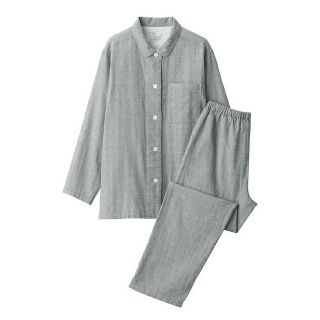 ムジルシリョウヒン(MUJI (無印良品))の（新品）無印良品 脇に縫い目のない 二重ガーゼパジャマ／グレー柄／Ｌ(パジャマ)