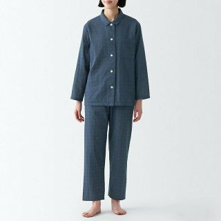 ムジルシリョウヒン(MUJI (無印良品))の≪新品≫ 無印良品 脇に縫い目のない 二重ガーゼパジャマ／ネイビー柄／Ｍ(パジャマ)