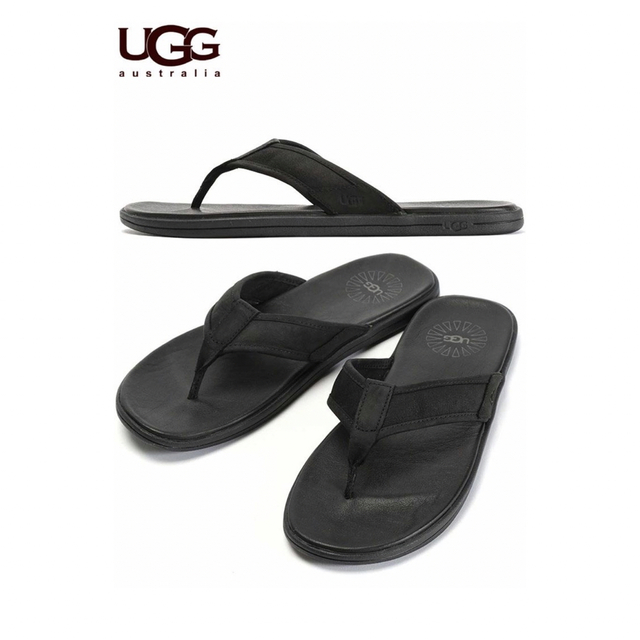 UGG SEASIDE LEATHER FLIP FLOP ブラック