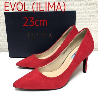 イーボル(EVOL)の★着画あり★ 新品 EVOL ILIMA スエード パンプス 23cm 赤(ハイヒール/パンプス)