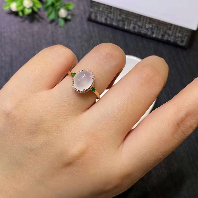 No2480 A貨 天然 氷種 翡翠 ヒスイ 本ヒスイ ダイヤモンドリング
