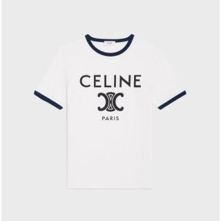 celineセリーヌ　黒ロゴリベットTシャツ　新品白ホワイト　男女兼用サイズ