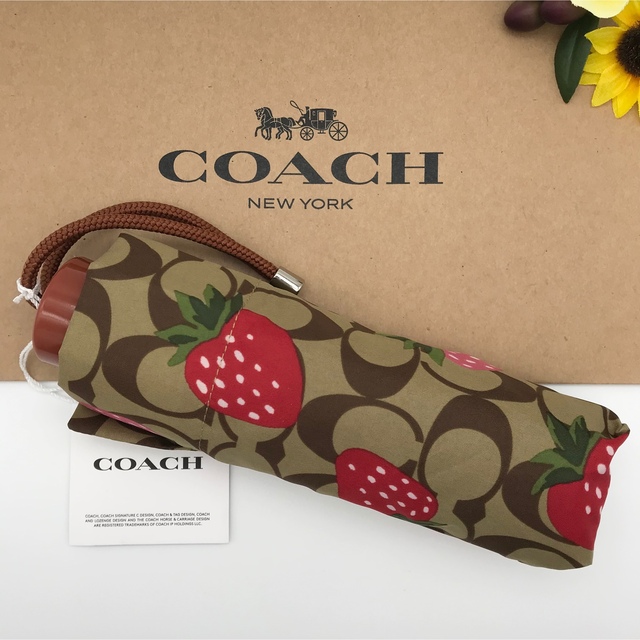 COACH 折畳傘 ★大人気★ ミニ アンブレラ ワイルド ストロベリー 新品