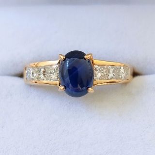 ダイヤモンド×サファイア リング K18YG 1.85ct 5.0g(リング(指輪))