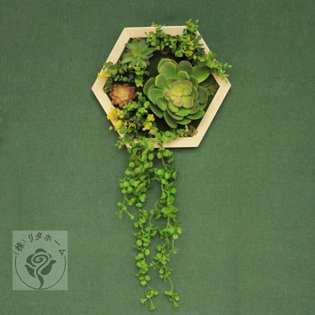 壁飾り 人工観葉植物 壁掛けインテリア ディスプレイ壁掛けミックスグリーン 造花幅40×高さ40材質