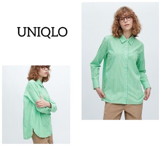 ユニクロ(UNIQLO)の美品 UNIQLO ユニクロ ストライプシャツ レディースシャツ長袖トップス(シャツ/ブラウス(長袖/七分))