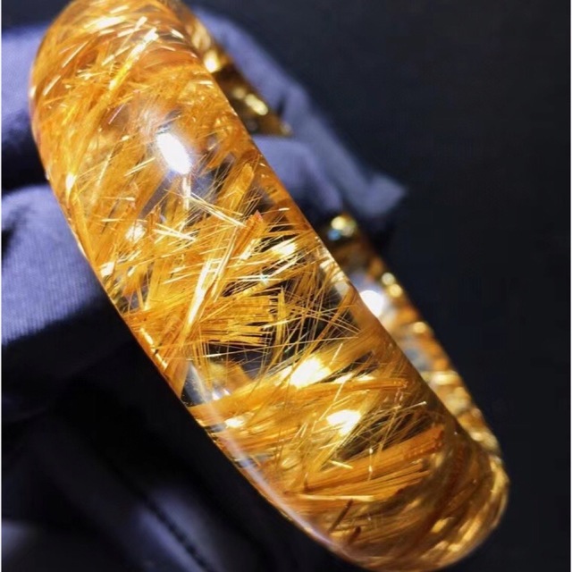 【天然】ゴールド タイチンルチルクォーツ バングル 58.5mm