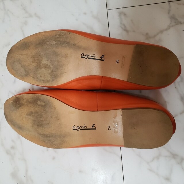 agnes b.(アニエスベー)のアニエスベー　バレエシューズ　フラットシューズ　　24センチ　オレンジ レディースの靴/シューズ(バレエシューズ)の商品写真