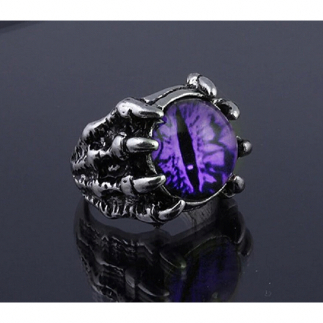 義眼リング レッド パープル ドラゴンの目 ドラゴンの眼 プレゼント 送料無料 メンズのアクセサリー(リング(指輪))の商品写真