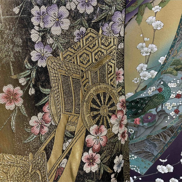 豪華絢爛振袖フルセット・古典柄・御所車飛鶴孔雀花文・金彩・作家物