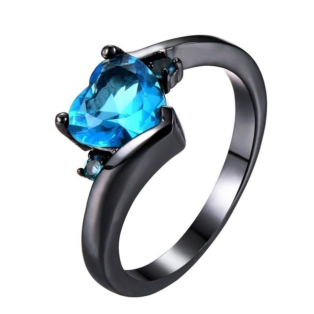 【SLME】リング レディース ブルー ブラック ハート かわいい 指輪 20号 メンズのアクセサリー(リング(指輪))の商品写真