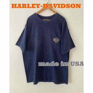 ハーレーダビッドソン(Harley Davidson)のHARLEY-DAVIDSON Tシャツ　ポケットT バックプリント　USA製(Tシャツ/カットソー(半袖/袖なし))