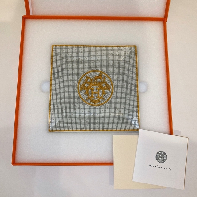 HERMES プチカレ モザイク スクエアプレート ゴールド No.3-