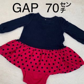 ベビーギャップ(babyGAP)のBaby GAP。黒赤。ドット柄。ミニーちゃんみたいなワンピース。ベビー服(ワンピース)