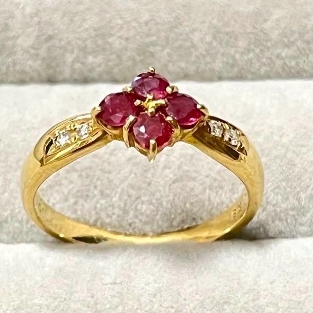 18K イエローゴールド&ガーネットリング レディースのアクセサリー(リング(指輪))の商品写真