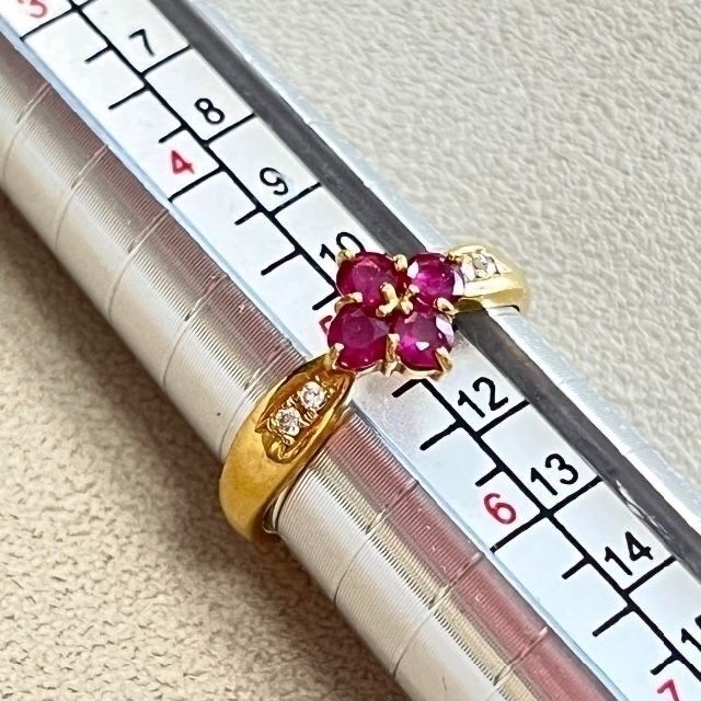 18K イエローゴールド&ガーネットリング レディースのアクセサリー(リング(指輪))の商品写真