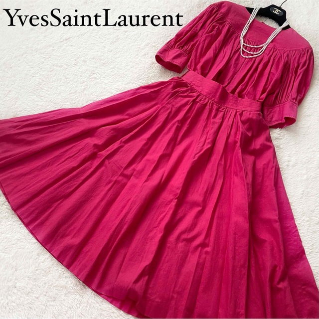 Yves Saint Laurent - 美品 イヴサンローラン マゼンタ ツーピース