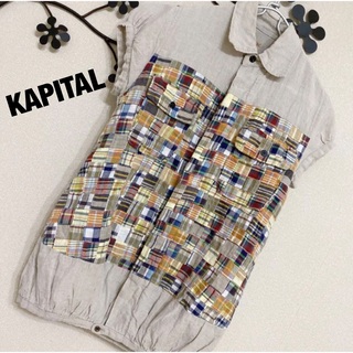キャピタル(KAPITAL)のキャピタル KAPITAL パッチワークシャツ 日本製 リネン コットン(シャツ/ブラウス(半袖/袖なし))