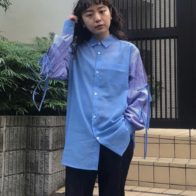 soduk  slit open ribbon shirtシャツ/ブラウス(長袖/七分)