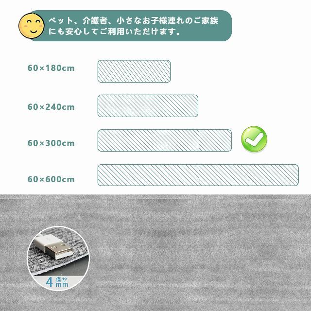 XINJIY ラグ ラグマットカーペット 洗える廊下敷き 階段マット約300 6 ...