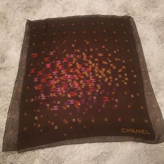 シャネル(CHANEL)の773　シャネル　シルク　ショール　ストール　薄手　ココマーク　ヴィンテージ(バンダナ/スカーフ)