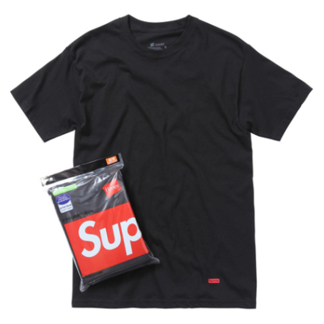 Supreme(シュプリーム)の送料無料！Supreme hanes Ｔシャツ 黒 M 正規品 メンズのトップス(Tシャツ/カットソー(半袖/袖なし))の商品写真