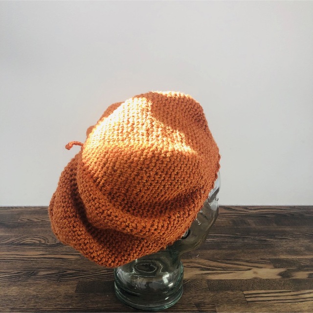 ジュートベレー:オレンジ ハンドメイドのファッション小物(帽子)の商品写真