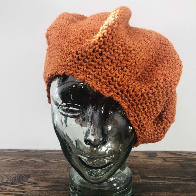 ジュートベレー:オレンジ ハンドメイドのファッション小物(帽子)の商品写真